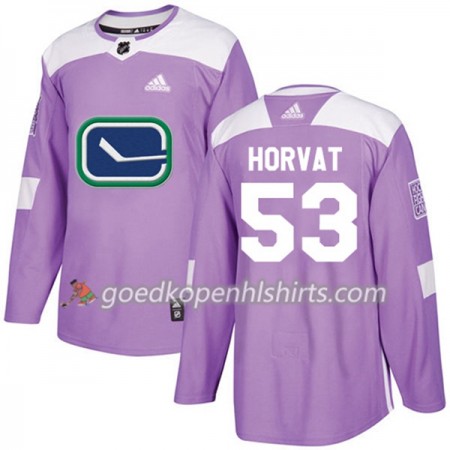 Vancouver Canucks Bo Horvat 53 Adidas 2017-2018 Purper Fights Cancer Practice Authentic Shirt - Mannen